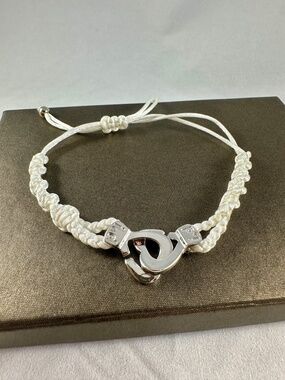 Igal Dahan Cuffs of Love White Cord Crystal Handcuff Bracelet